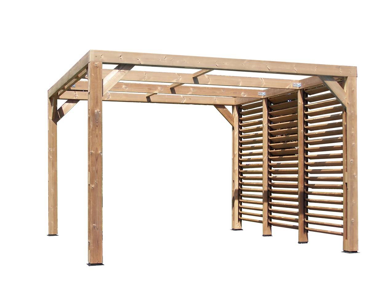 Habrita - Pergola THERMAUVENT en bois avec vantelles mobiles sur mur Habrita - Imagen 1