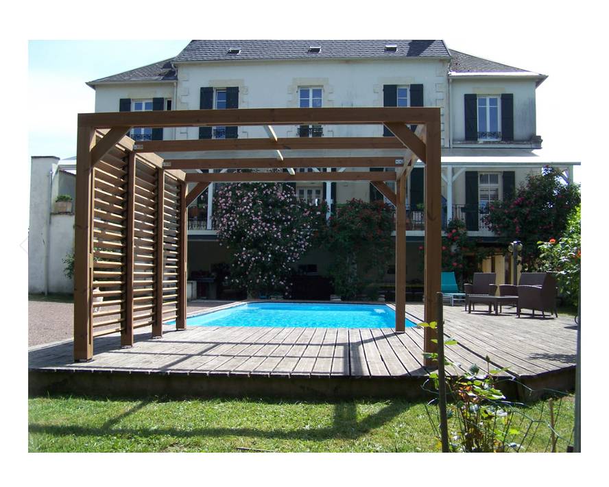 Habrita - Pergola THERMAUVENT en bois avec vantelles mobiles sur mur Habrita - Imagen 3
