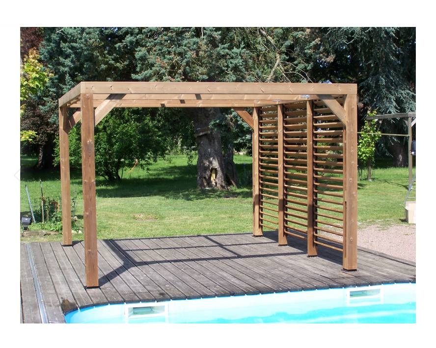 Habrita - Pergola THERMAUVENT en bois avec vantelles mobiles sur mur Habrita - Imagen 2