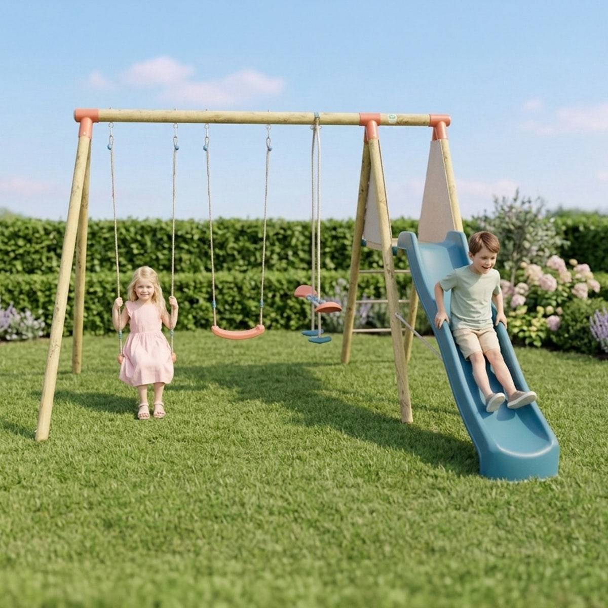 Trigano Jardin - Station de jeux bois 2,30 m Topwood PALMI 2 - 6 enfants - Image 2