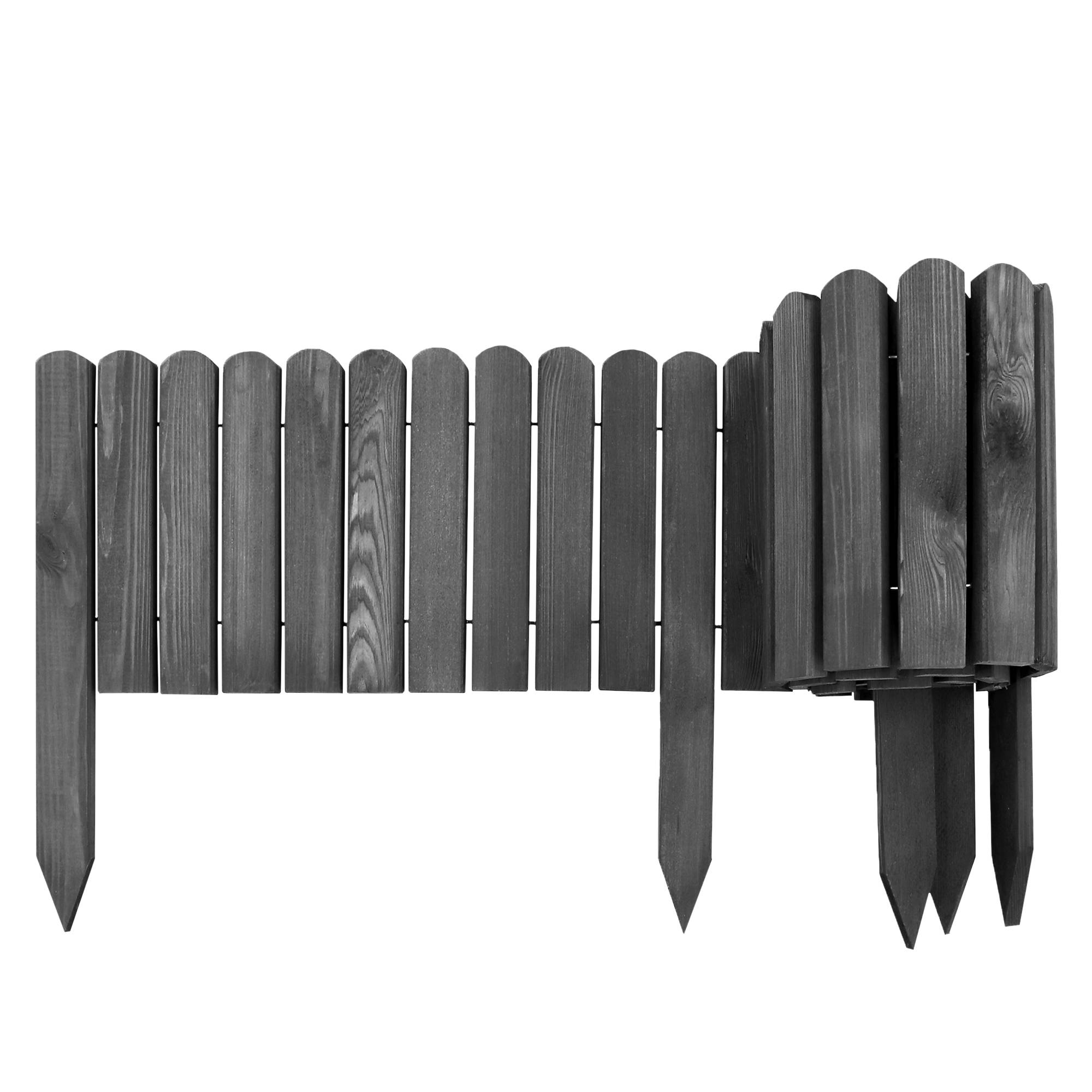 3x Clôture bois rouleau Gris 40x200 cm – Grande bordure jardin, séparation pelouse, massif, extérieur - Image 4