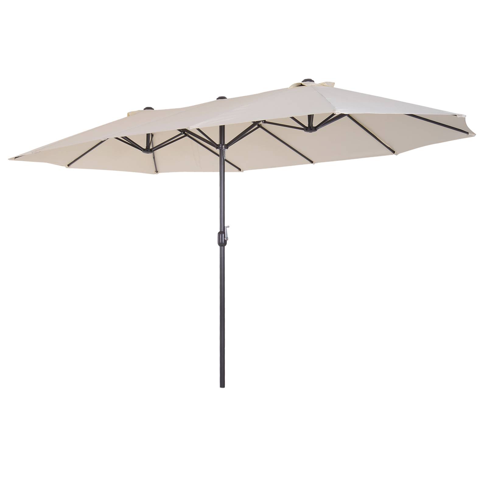 Outsunny - Parasol de jardin XXL 4,55x2,7x2,4m ouverture/fermeture manivelle acier polyester haute densité crème - Outsunny - Image 1