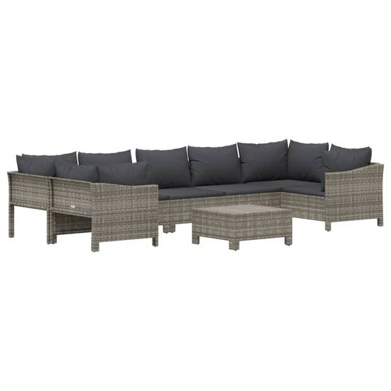 Helloshop26 - Salon de jardin meuble d'extérieur ensemble de mobilier 8 pièces avec coussins gris résine tressée - Imagen 1