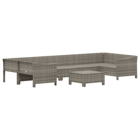 Helloshop26 - Salon de jardin meuble d'extérieur ensemble de mobilier 8 pièces avec coussins gris résine tressée - Imagen 2