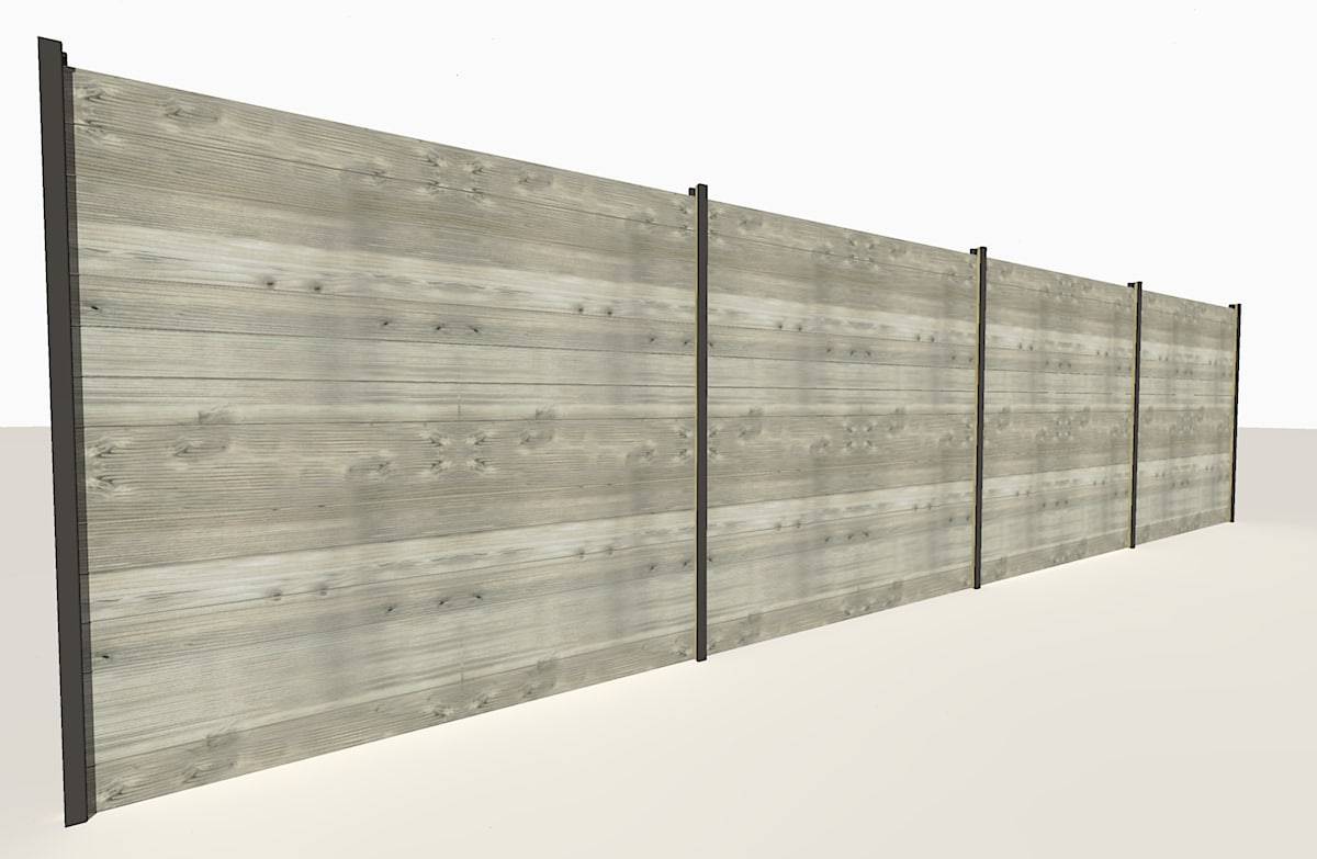 Sans Marque - Kit Clôture Bois Massif/10m De Longueur/Pin Sylvestre Traité Autoclave Gris/Hauteur : 1,82m/2m Entre Poteaux / Abri Français - Imagen 5