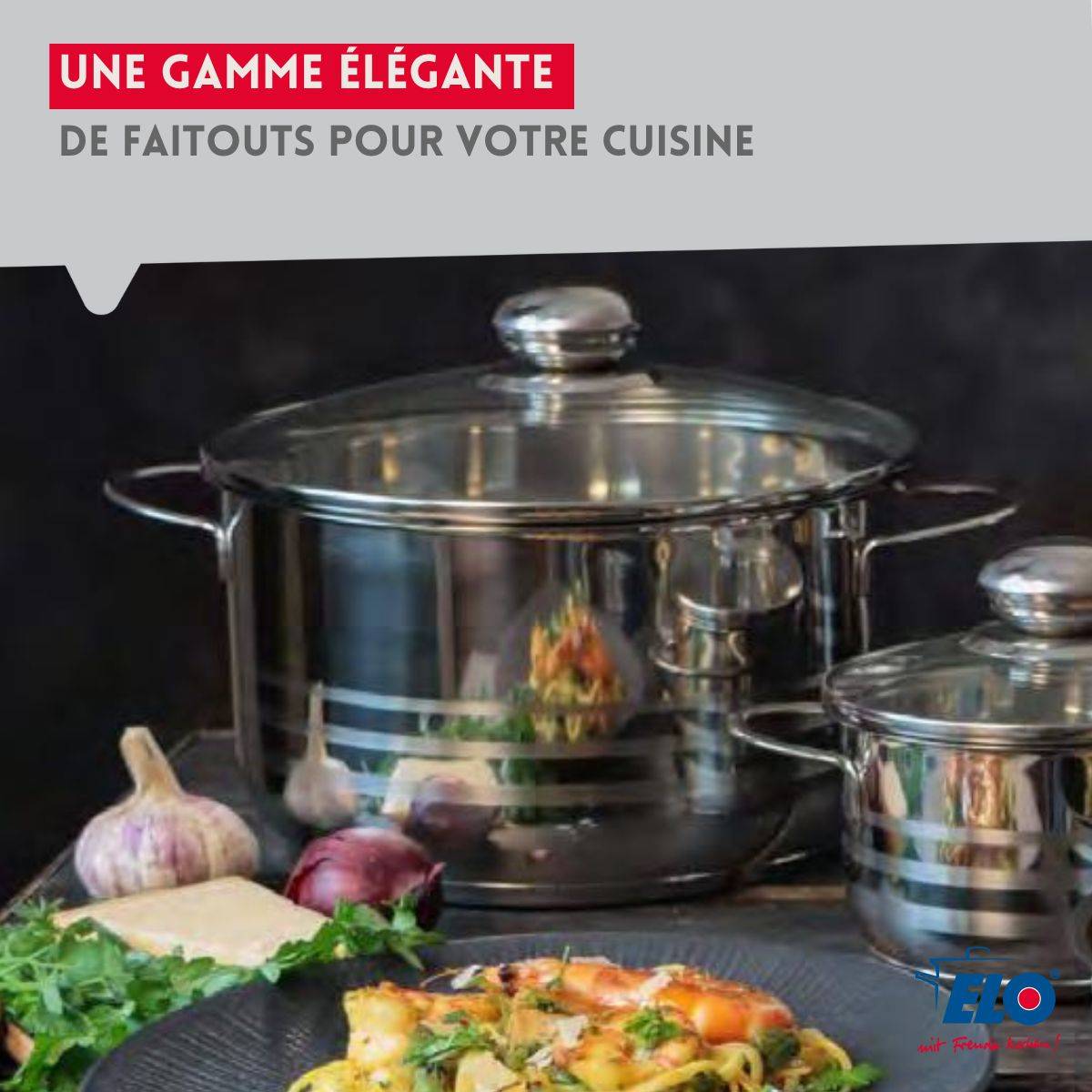 Ensemble de 1 Poêle de cuisson 24 cm et 4 faitouts 12, 16, 20 et 24 cm Elo Profi Brillant - Image 5