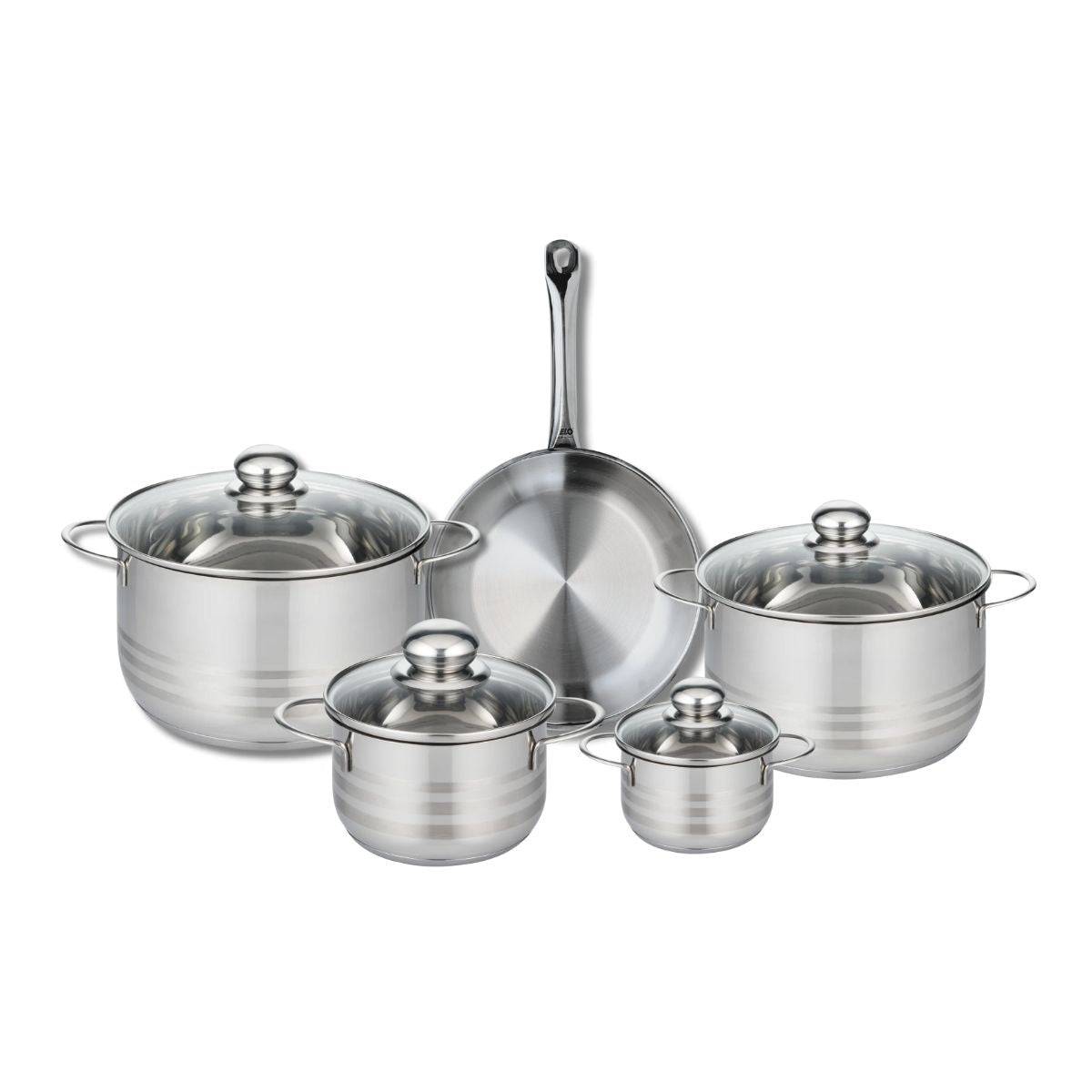 Ensemble de 1 Poêle de cuisson 24 cm et 4 faitouts 12, 16, 20 et 24 cm Elo Profi Brillant - Image 1