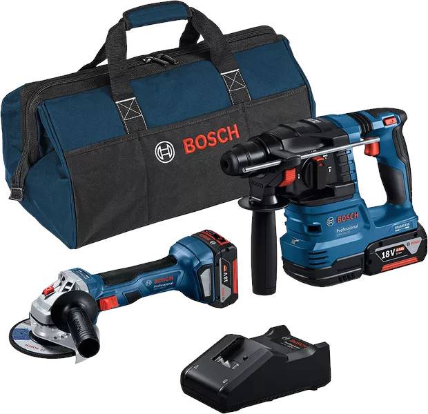 Bosch Professional - Combo-kit 2 outils 18V (GWS 18V-7 + GBH 18V-22) + 2 batteries 4Ah + chargeur rapide + sac - BOSCH - 0615A50037 - Imagen 1