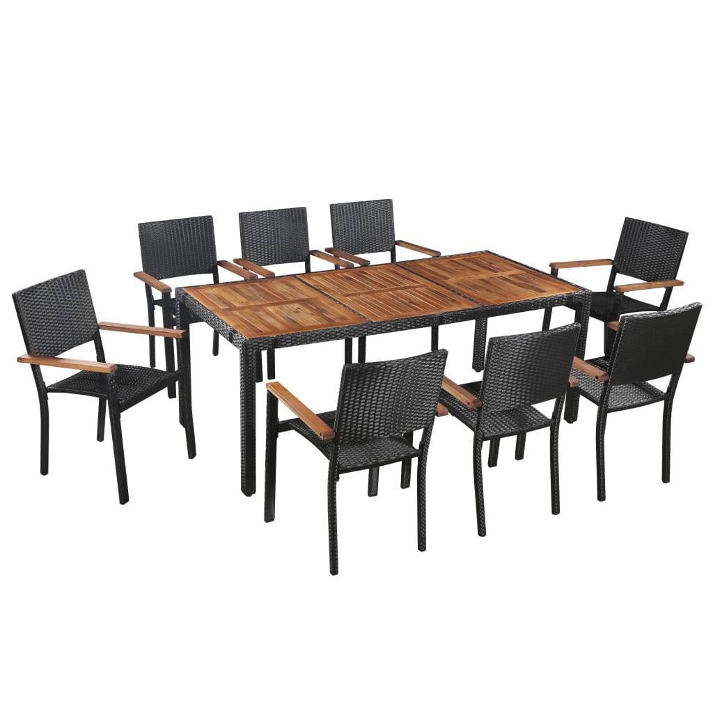 Vidaxl - Ensemble à manger d'extérieur 9 pcs résine tressée et acacia vidaXL 43936 - Imagen 1