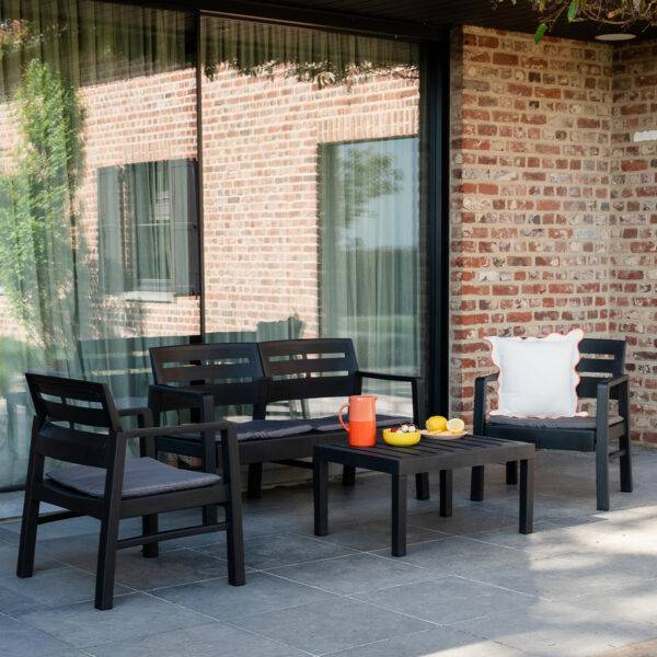 Wilsa Garden - Salon bas de jardin en résine 4 places gris JAVA - Imagen 1