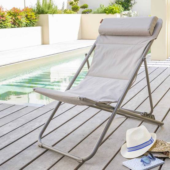 Hesperide - Chilienne de jardin pliante "Jubba" noisette & praline en zinc et polyester Hespéride - Image 1