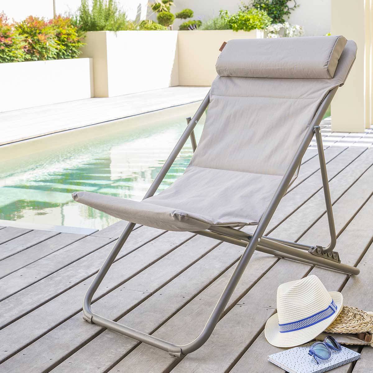 Hesperide - Chilienne de jardin pliante "Jubba" noisette & praline en zinc et polyester Hespéride - Image 1
