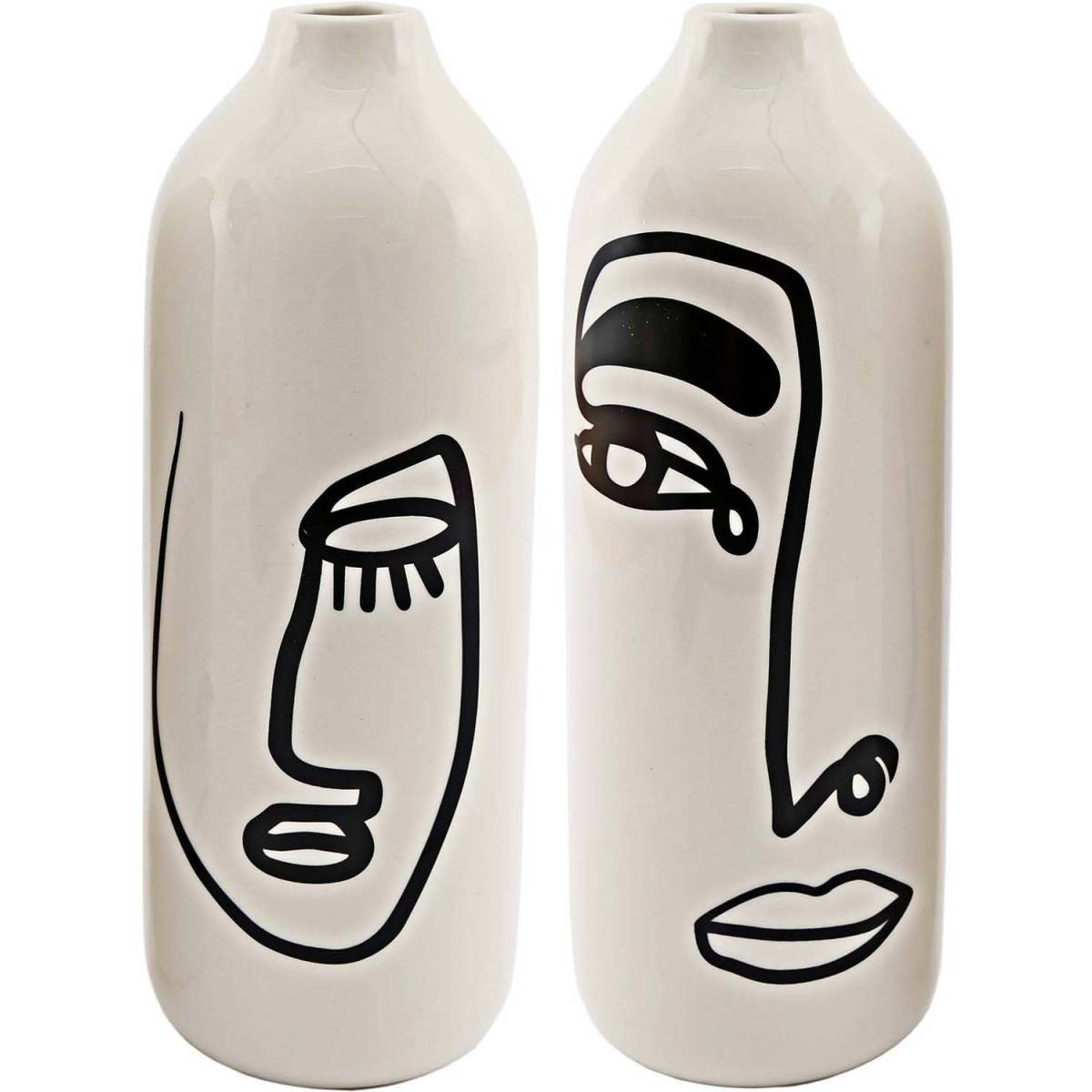 Sil - Vase en dolomite motif visage 22 x 8 cm (Lot de 2) - Imagen 1