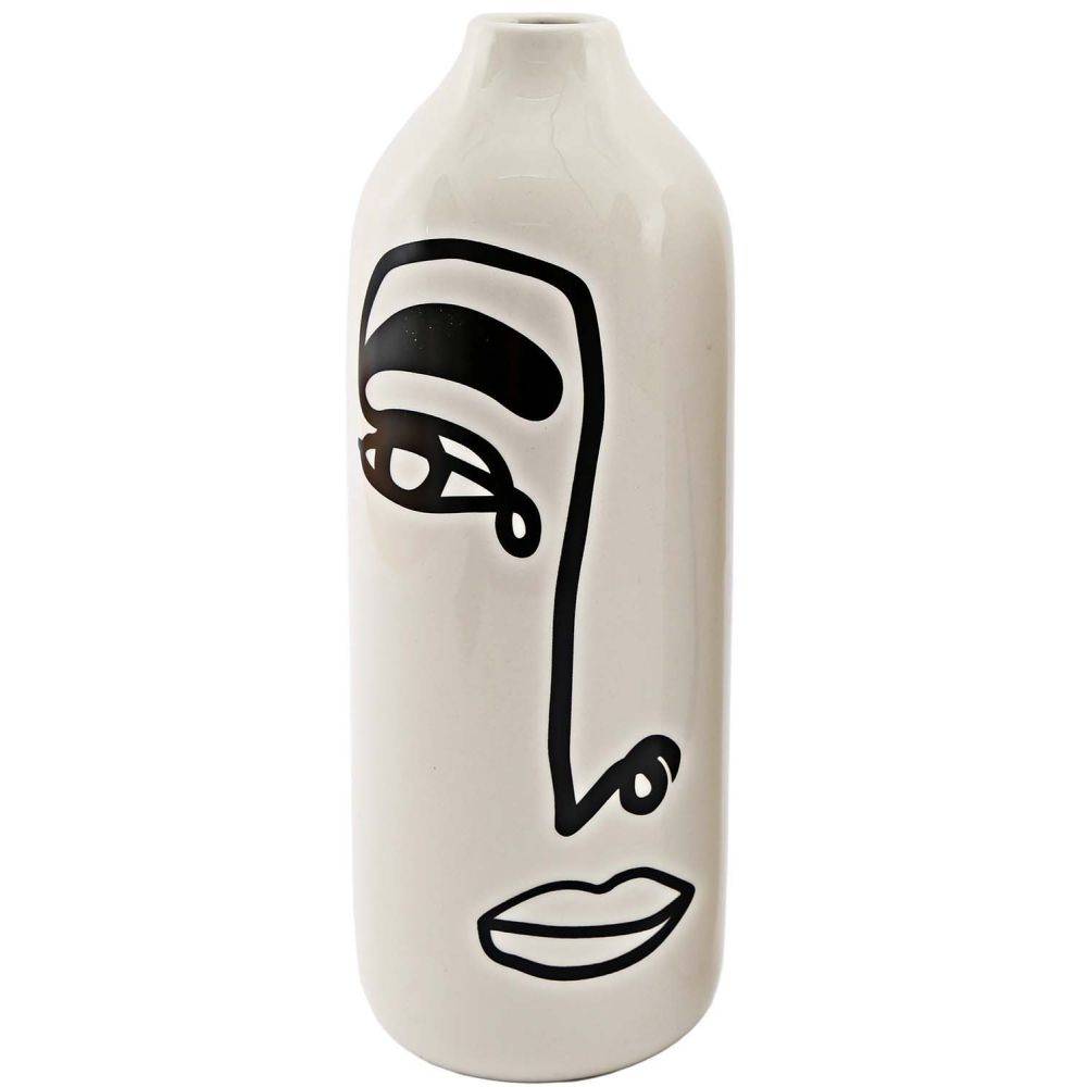 Sil - Vase en dolomite motif visage 22 x 8 cm (Lot de 2) - Imagen 3
