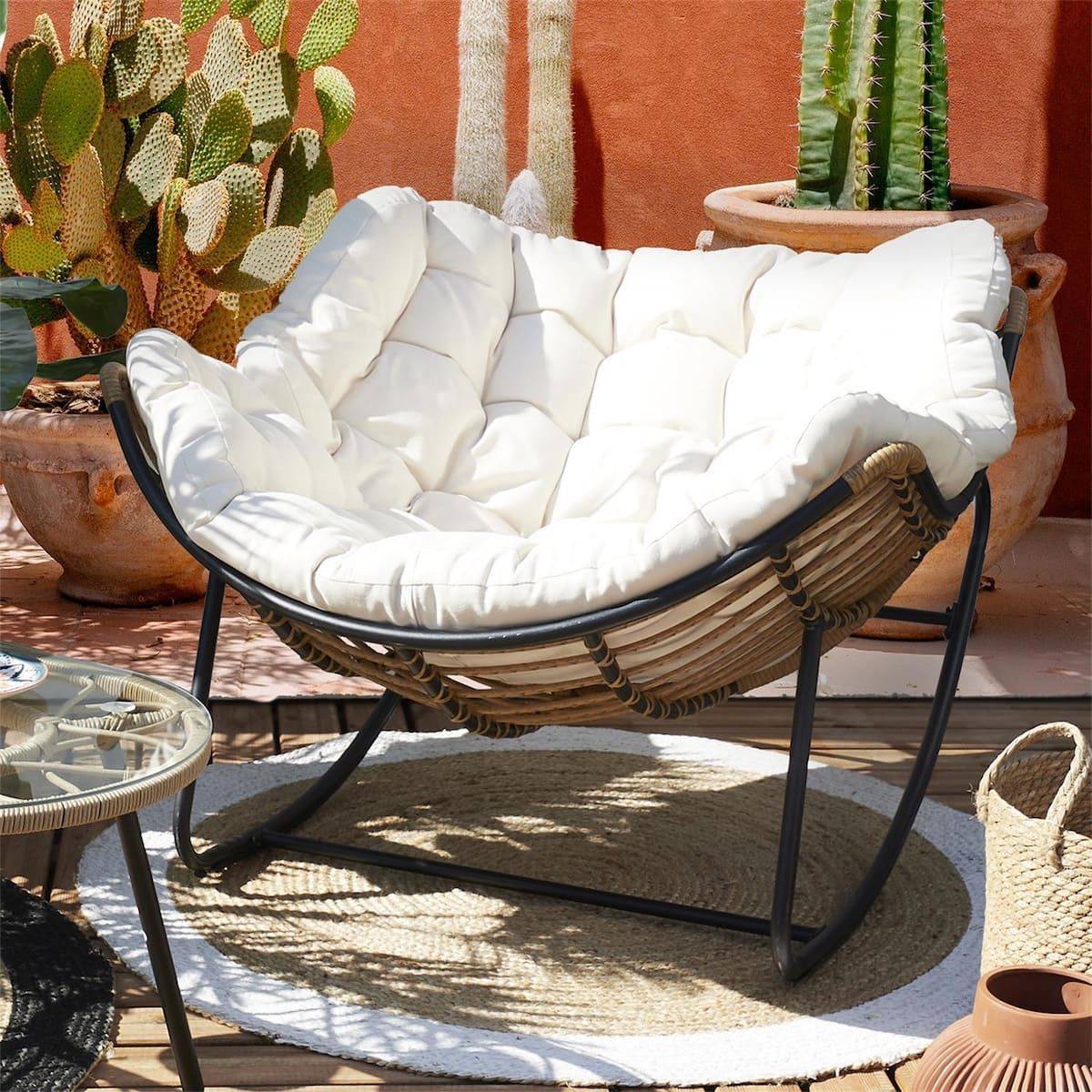 ALTOBUY - Fauteuil à Bascule Blanc avec Assise Capitonnée - MERIDA - Image 3