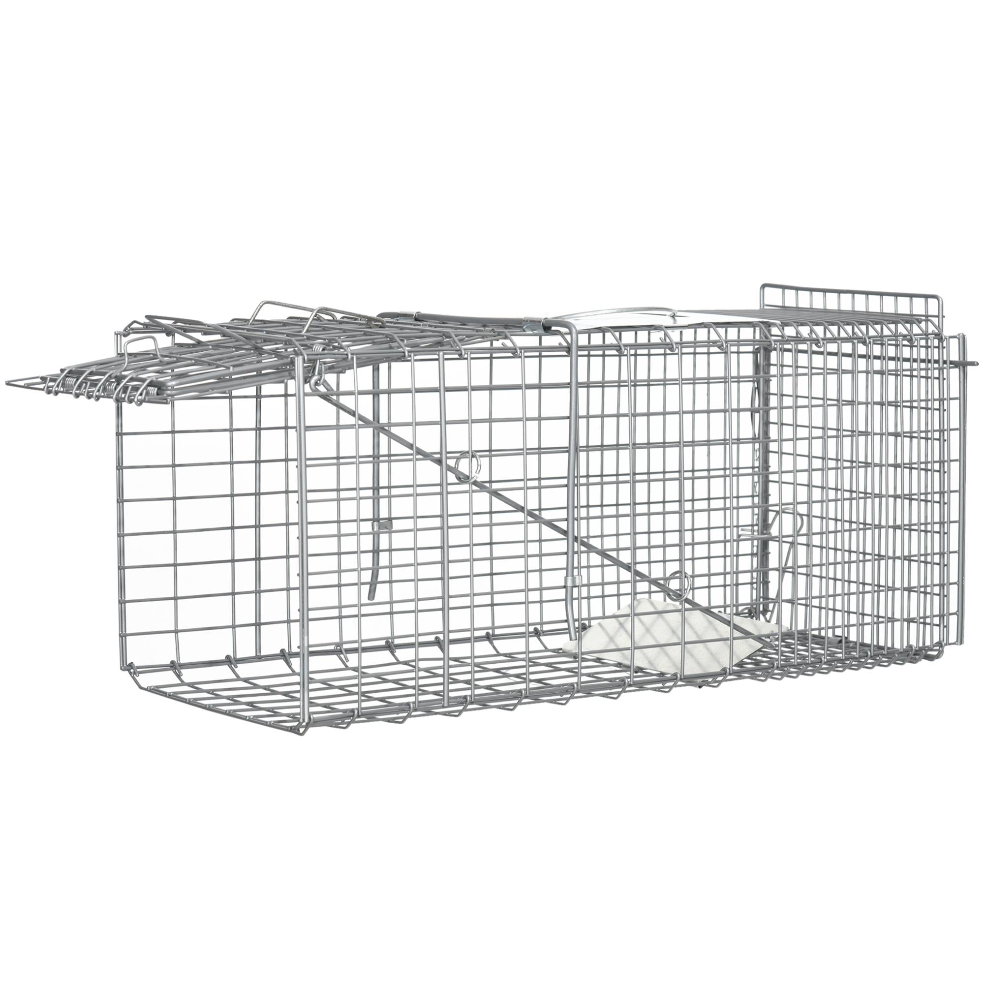 Piège cage de capture pliante pour petits animaux type rat et souris - 2 portes poignée 66 x 24 x 30,5 cm acier gris - Image 2