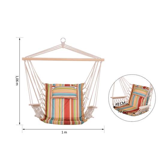 Chaise hamac suspendue tissu macramé jardin voyage portable respirant multicolore rayé - ComfortXL Outdoor Living - Image 5