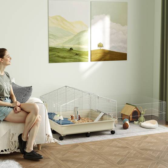 Cage pour petits animaux métal blanc 173 x 88 x 63 cm - PANGIVO - Image 3