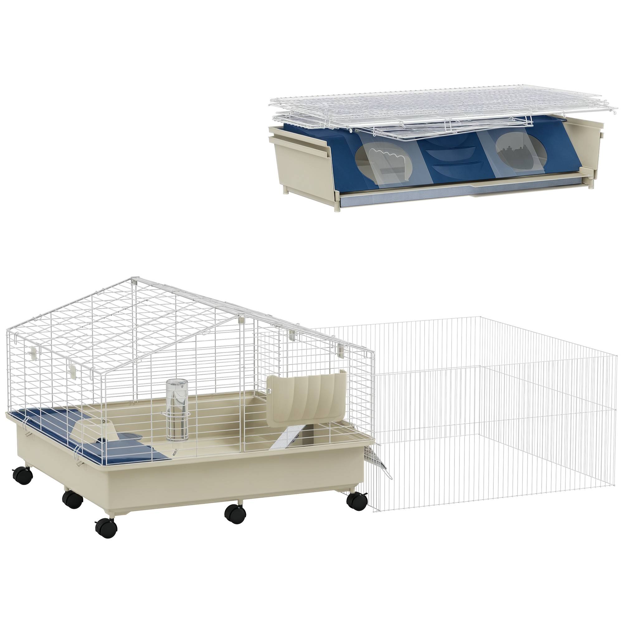 Cage pour petits animaux métal blanc 173 x 88 x 63 cm - PANGIVO - Image 1