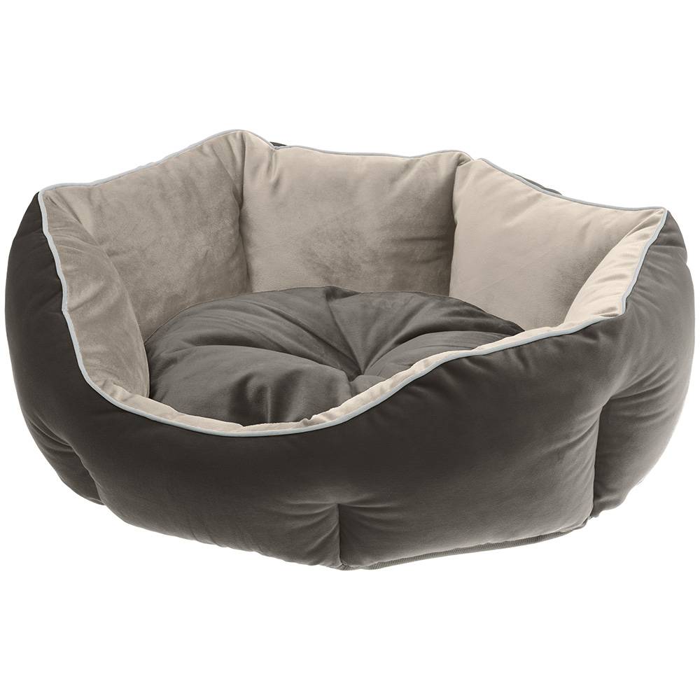 Ferplast - Ferplast Divan pour chats et chiens QUEEN 60 con coussin, couchage rembourré pour animaux, double-face, velours doux, lavable, 60x46x20, gris - Imagen 1