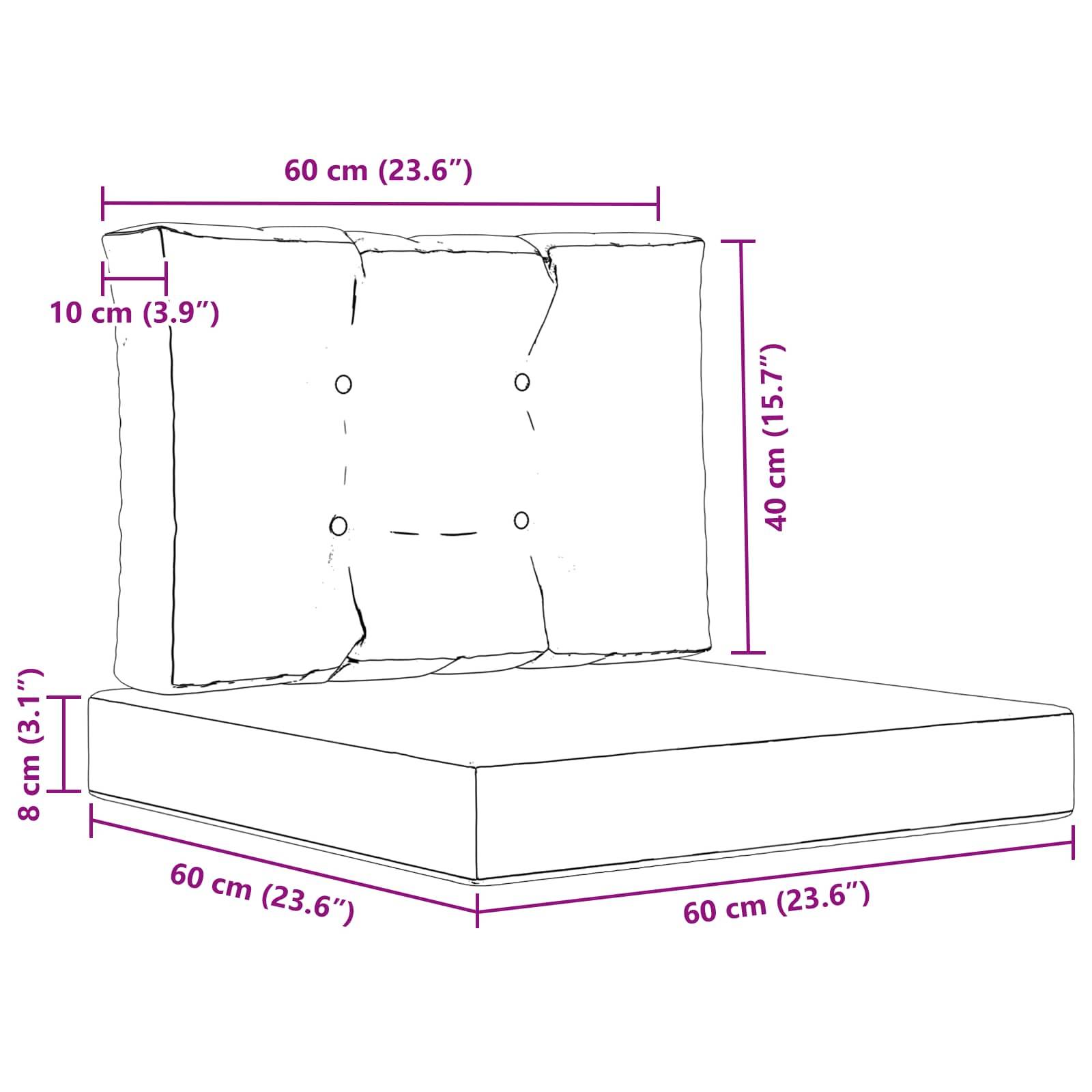 PANGIVO - Coussins de canapé polyester beige 60 x 60 x 8 cm, poids:3.08kg - PANGIVO - Image 8