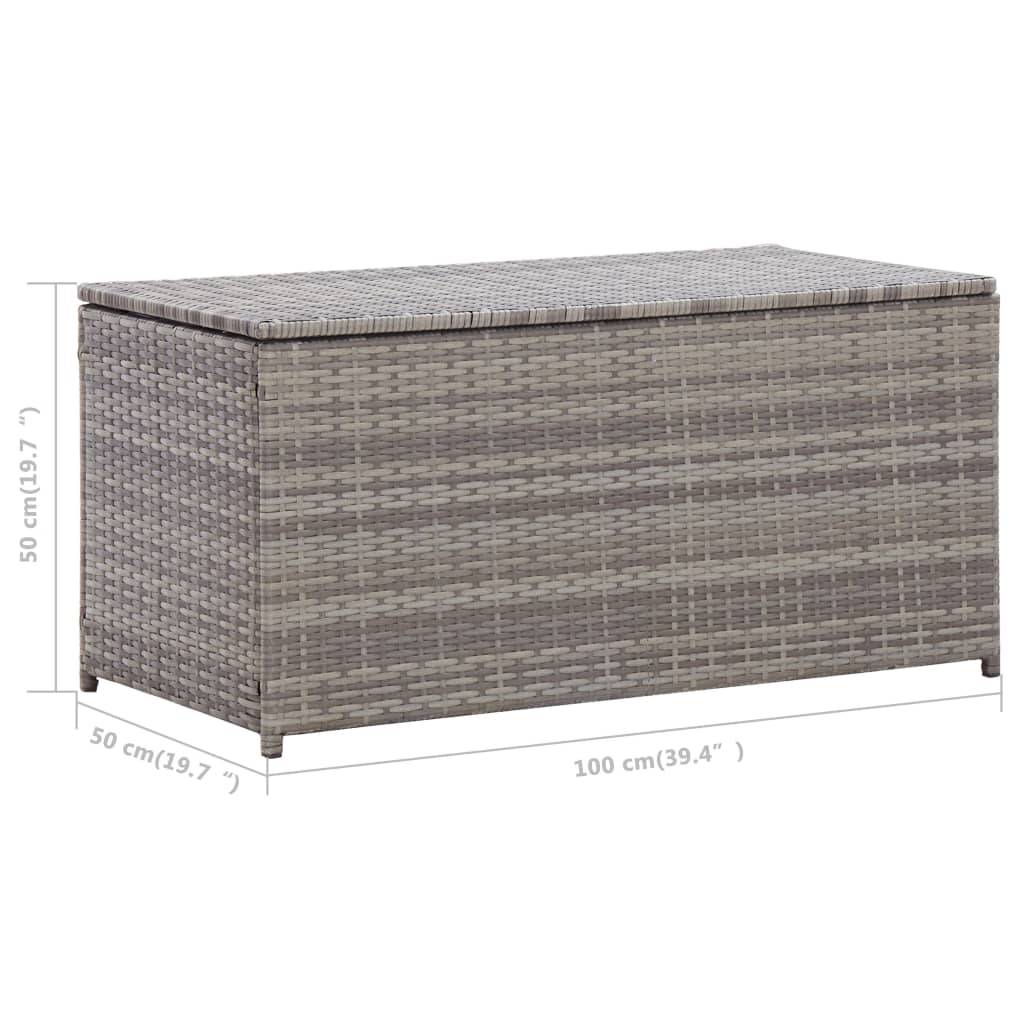 Coffre boîte meuble de jardin rangement résine tressée 100 x 50 x 50 cm gris - Image 8