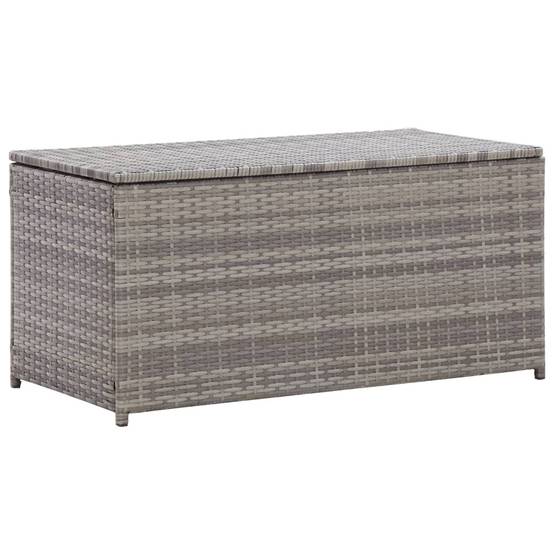 Coffre boîte meuble de jardin rangement résine tressée 100 x 50 x 50 cm gris - Image 1