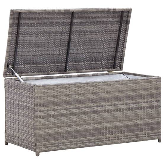 Coffre boîte meuble de jardin rangement résine tressée 100 x 50 x 50 cm gris - Image 2