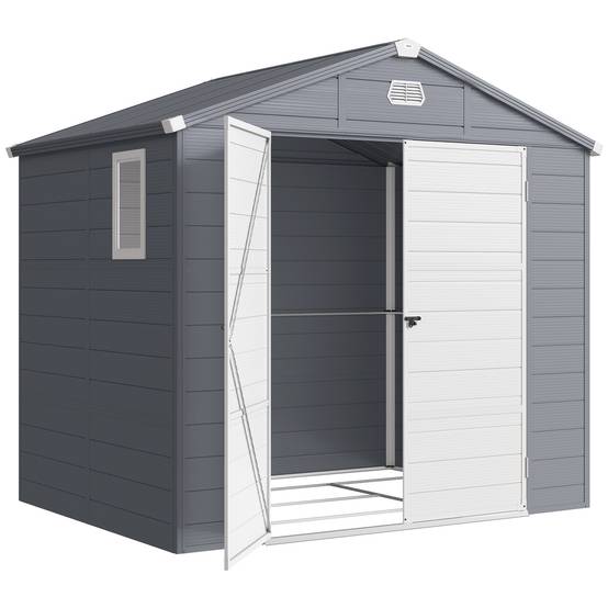Abri de jardin polypropylène gris 240 x 190 x 228 cm - PANGIVO - Image 2