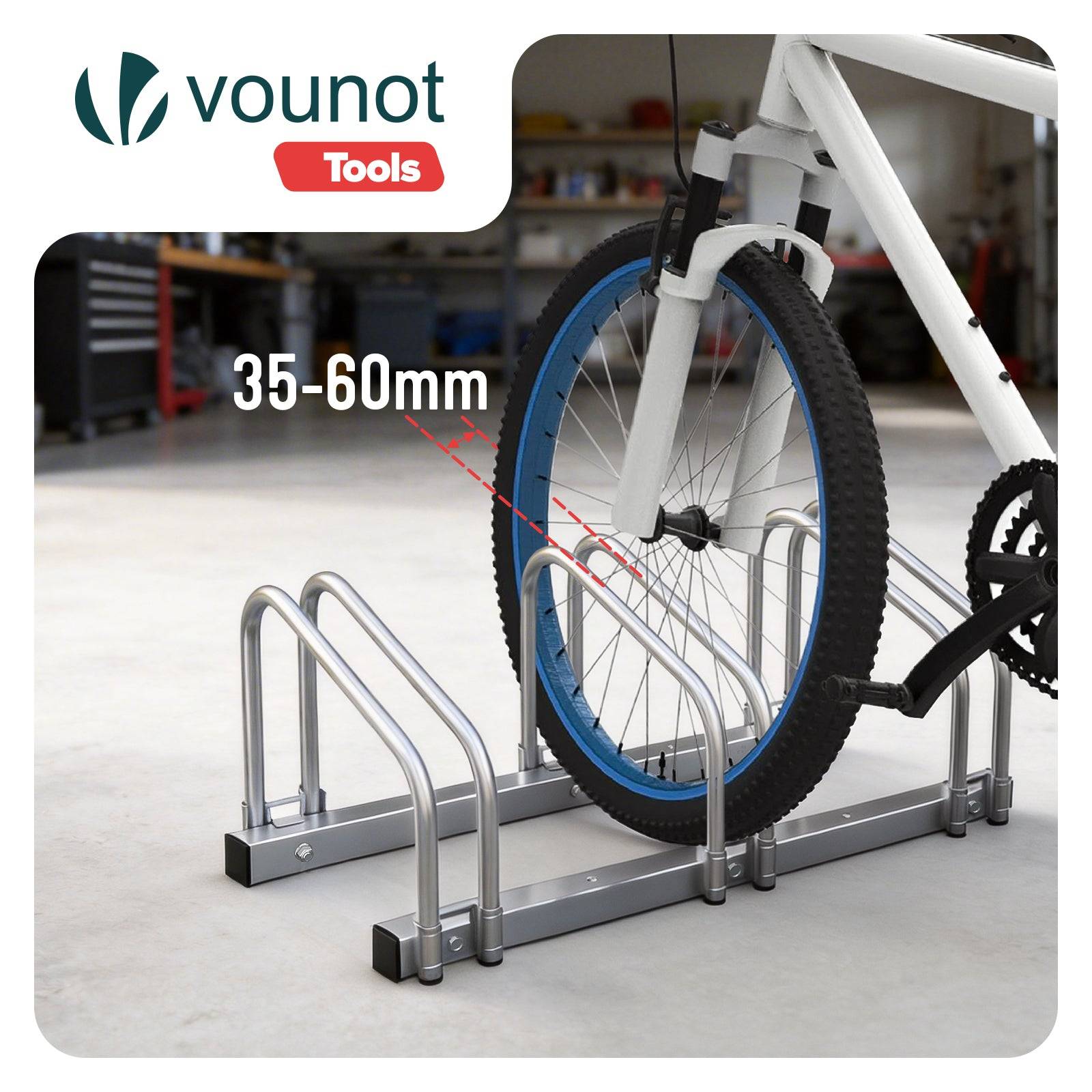 Râtelier range vélos - Support pour 3 vélos - Mural ou au sol - Porte-vélo en acier revêtu - VOUNOT® - Image 6
