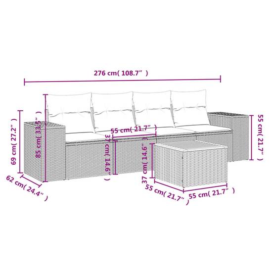 Salon de jardin 4 personnes résine tressée et bois d'acacia modulable pour terrasse Noir – ComfortXL Outdoor Living - Image 3