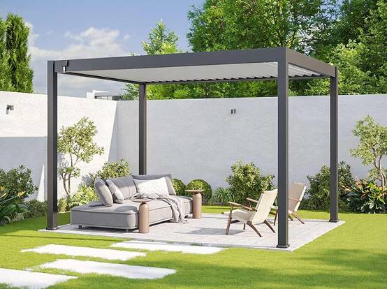 Pergola Bioclimatique Aluminum Autoportée 12m² - 3x4m Store Lateral Inclus - 25 lames en Aluminium Inclinables 90 degrés - ECLIPSE - Image 3