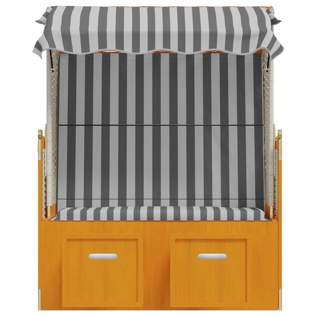 Helloshop26 - Strandkorb avec auvent résine tressée et bois solide blanc gris - Imagen 4