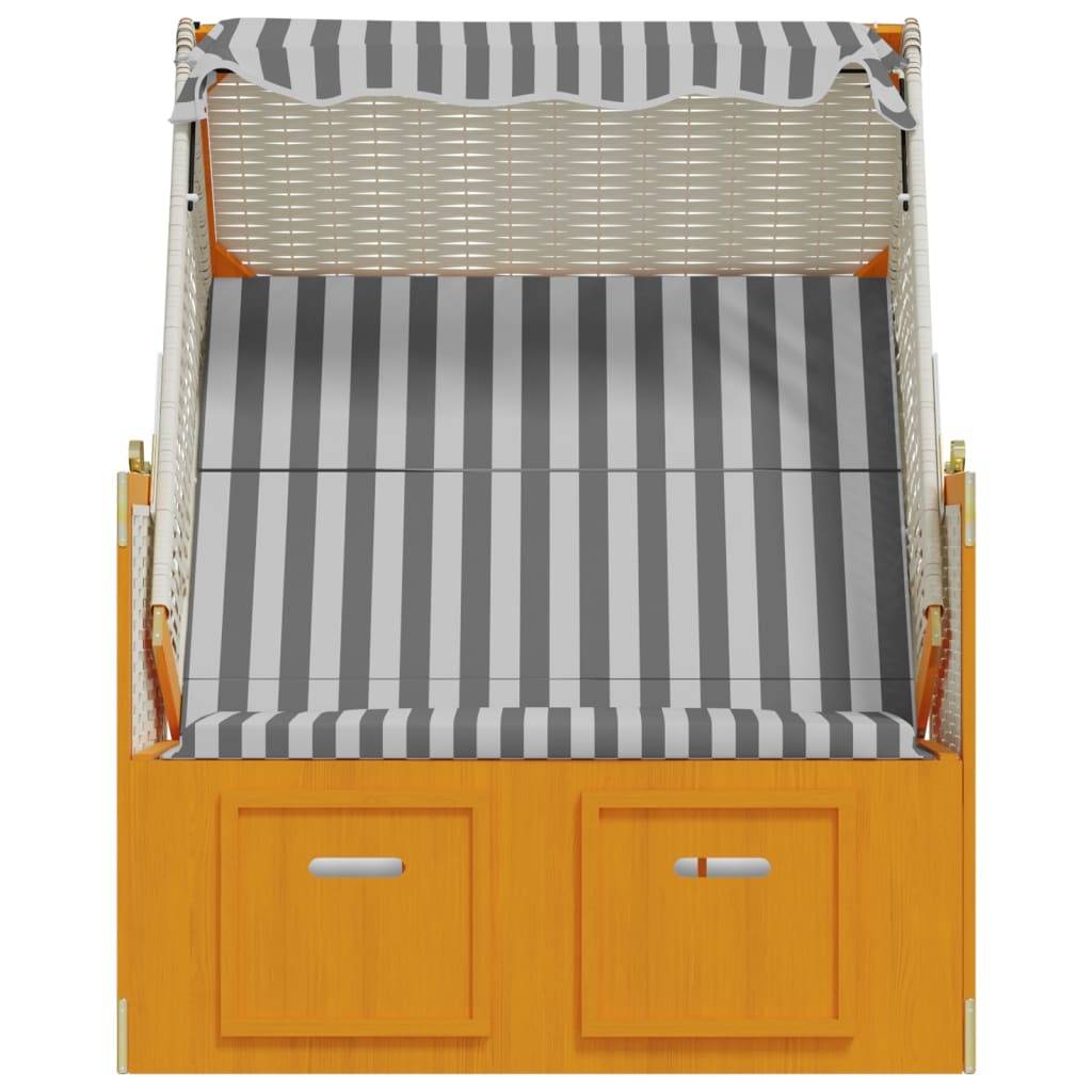 Helloshop26 - Strandkorb avec auvent résine tressée et bois solide blanc gris - Imagen 5
