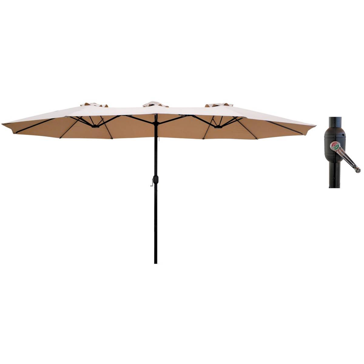 Parasol de terrasse double Marron Taupe 4.50 x 2.65 x H 2.40 Toile polyester TWIN KZ GARDEN - Imagen 7