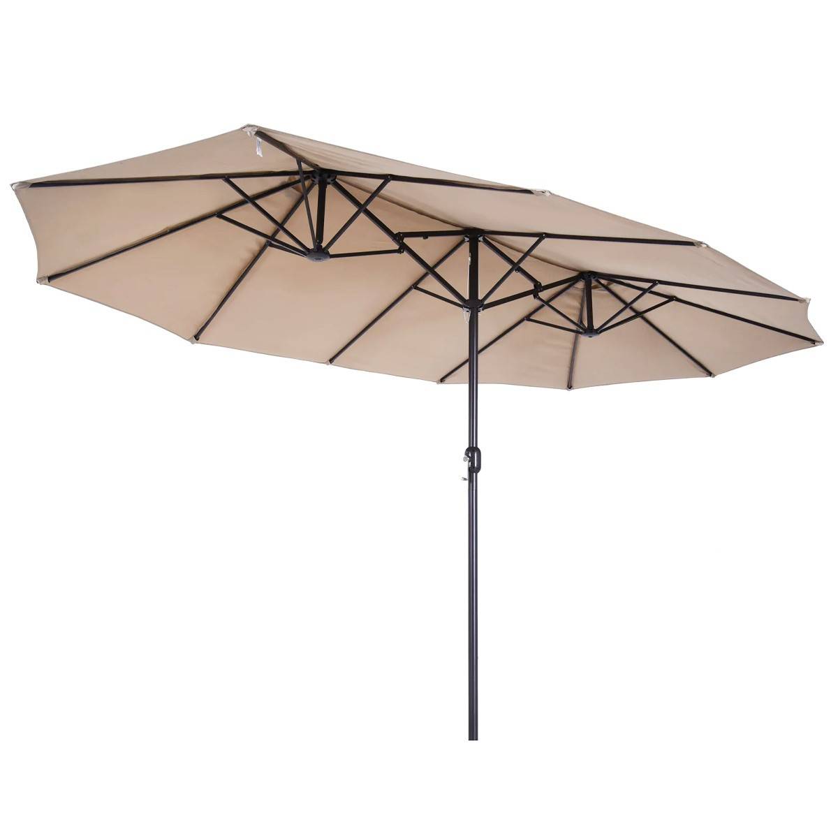 Parasol de terrasse double Marron Taupe 4.50 x 2.65 x H 2.40 Toile polyester TWIN KZ GARDEN - Imagen 1