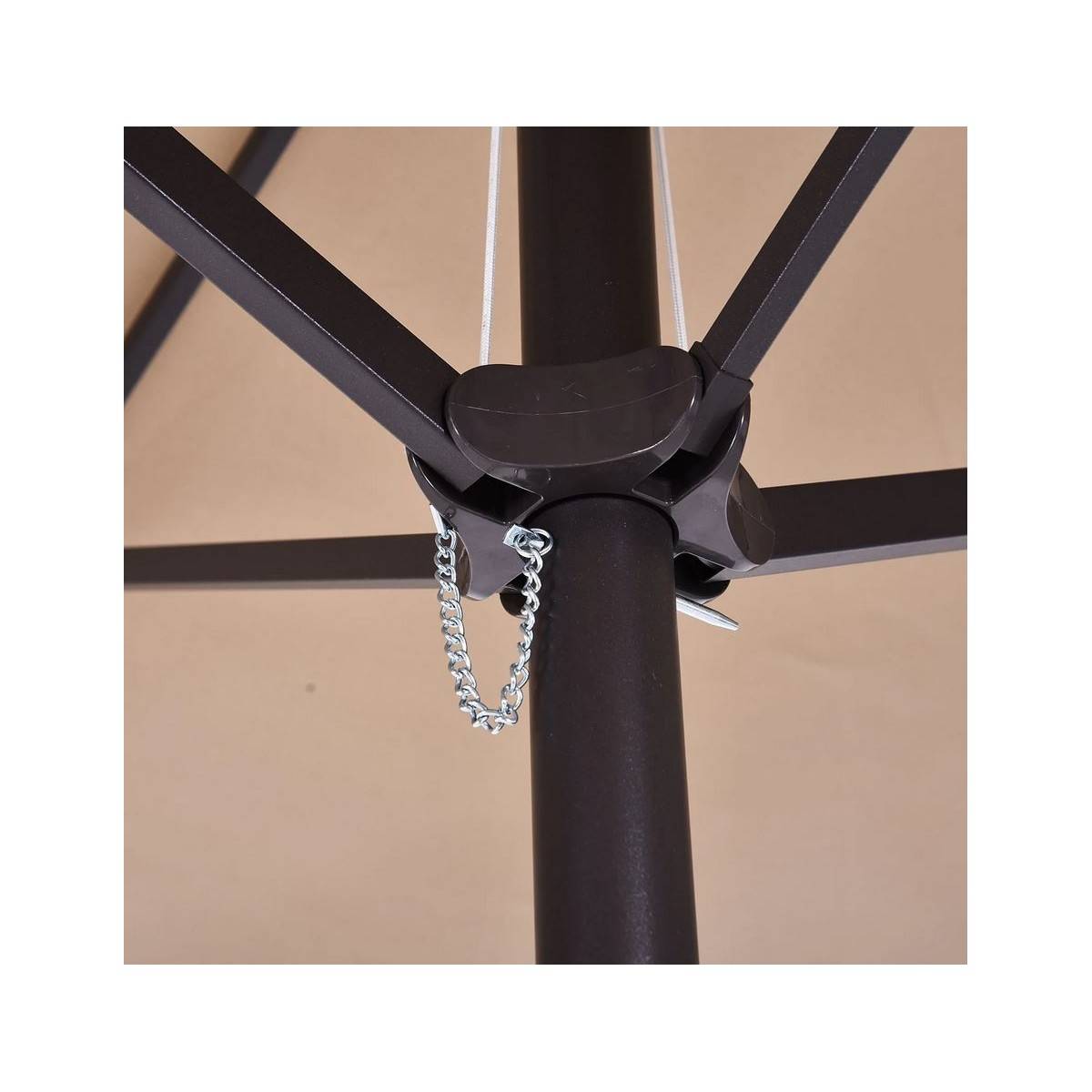 Parasol de terrasse double Marron Taupe 4.50 x 2.65 x H 2.40 Toile polyester TWIN KZ GARDEN - Imagen 6