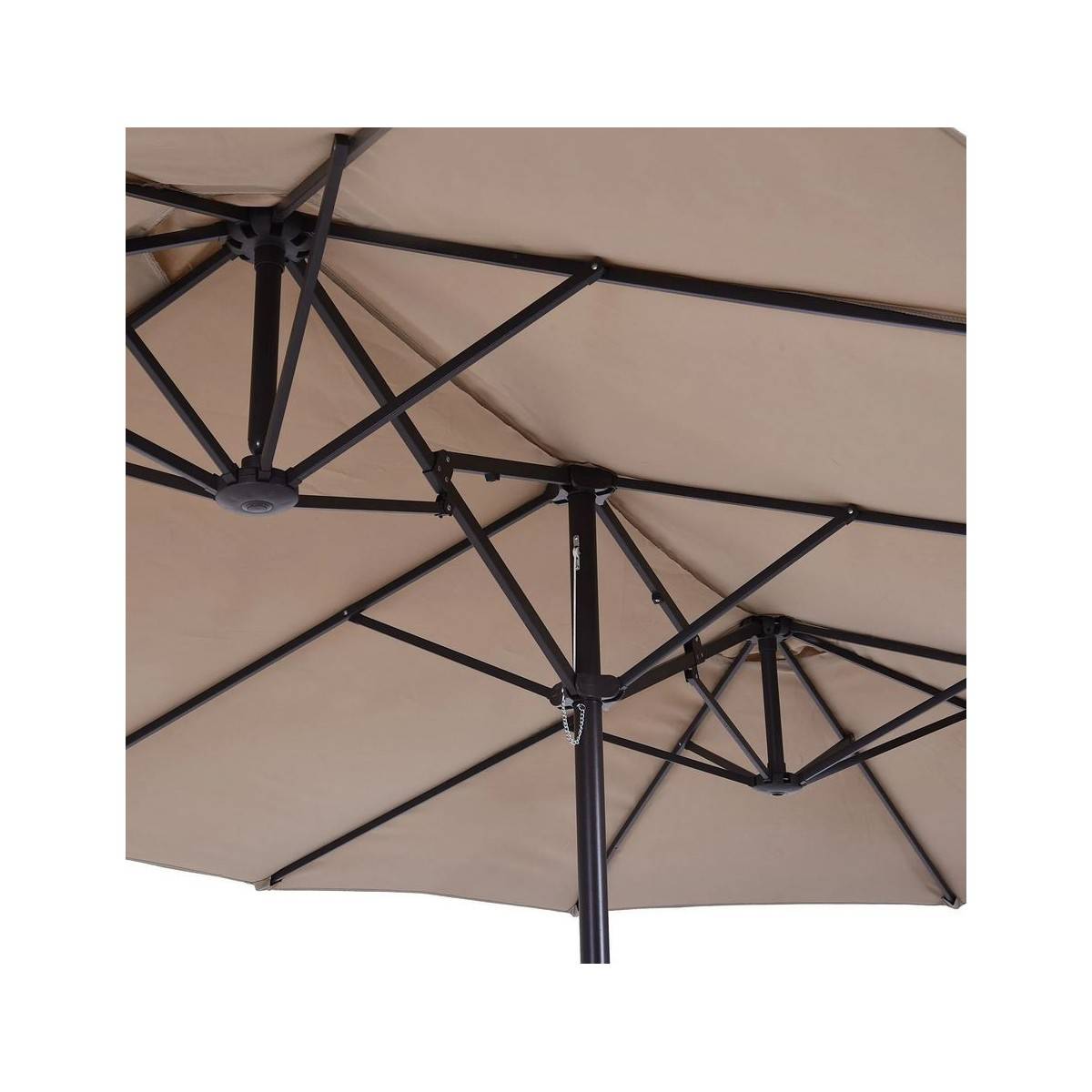 Parasol de terrasse double Marron Taupe 4.50 x 2.65 x H 2.40 Toile polyester TWIN KZ GARDEN - Imagen 5