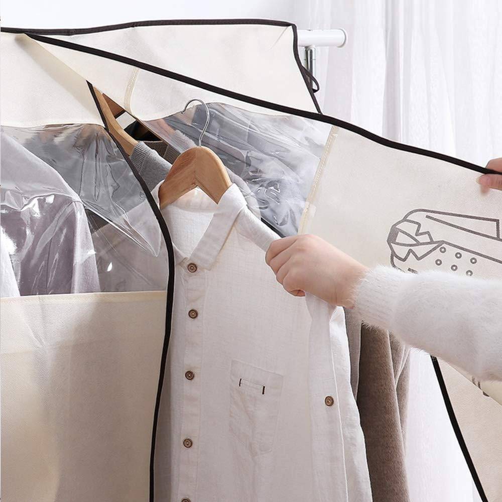 IntiMeg - Housse de protection pour vêtements, housse de cintre lavable, sac de rangement transparent pliable pour vêtements, beige, 90 x 110 cm IntiMeg - Image 2