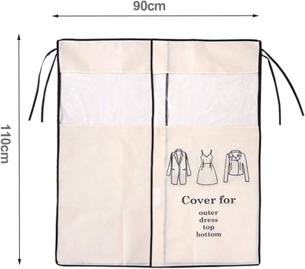 IntiMeg - Housse de protection pour vêtements, housse de cintre lavable, sac de rangement transparent pliable pour vêtements, beige, 90 x 110 cm IntiMeg - Image 5