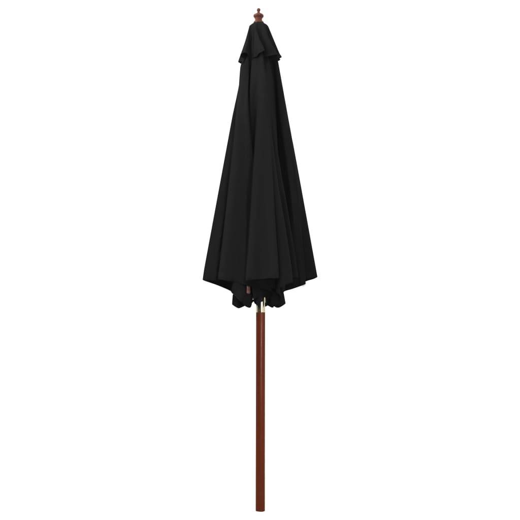 Helloshop26 - Parasol avec mât en bois 300 x 258 cm noir - Imagen 2