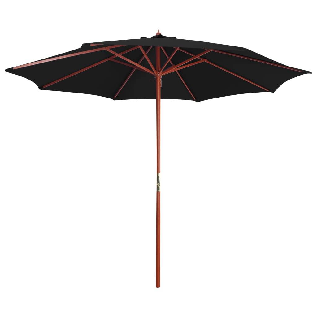 Helloshop26 - Parasol avec mât en bois 300 x 258 cm noir - Imagen 1