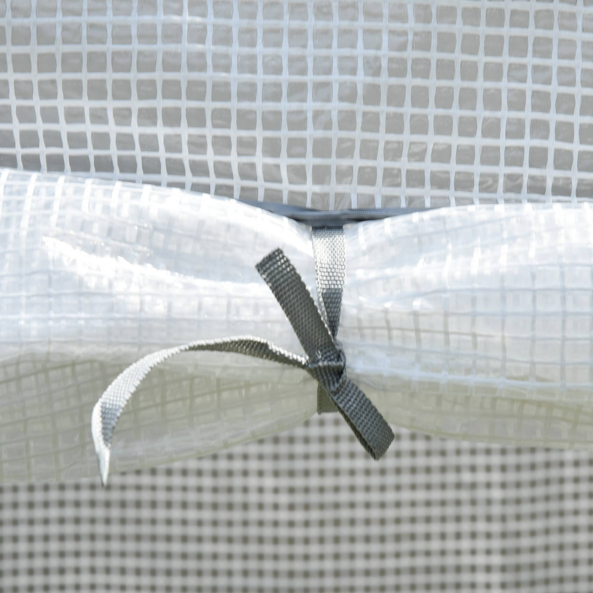 Serre de jardin, serre de balcon, bâche renforcée PE, châssis en acier, porte zippée enroulable, 100 x 50 x 150 cm blanc - Image 9
