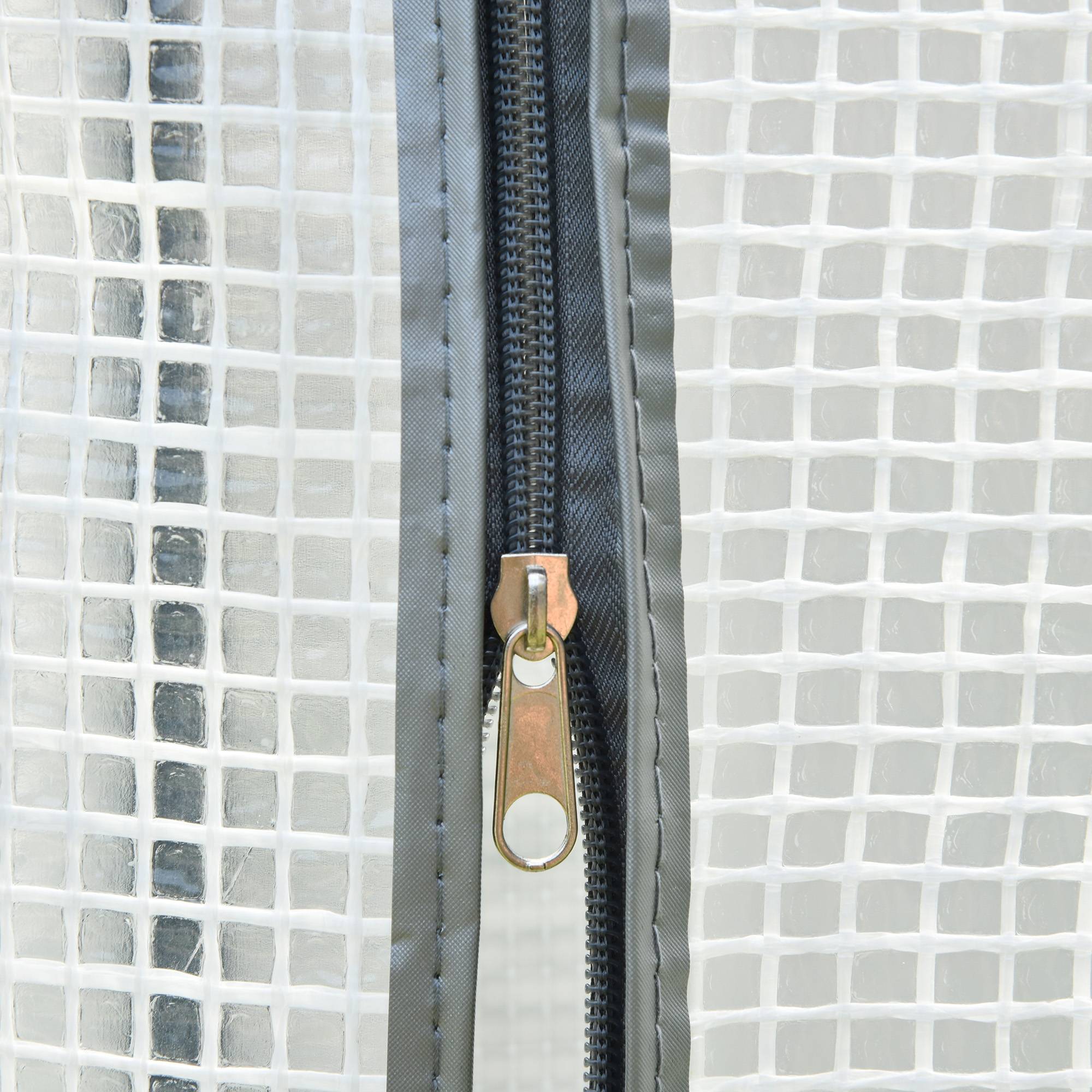 Serre de jardin, serre de balcon, bâche renforcée PE, châssis en acier, porte zippée enroulable, 100 x 50 x 150 cm blanc - Image 10