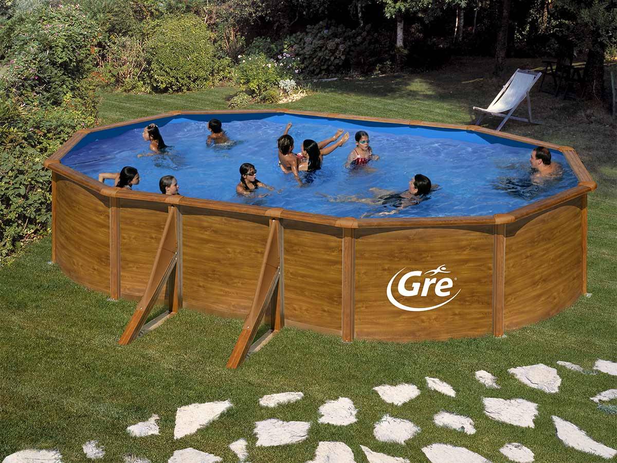 Gré - Piscine acier aspect bois Gré Pacific ovale 6,34 x 3,99 x 1,22 m - Gré - Imagen 1