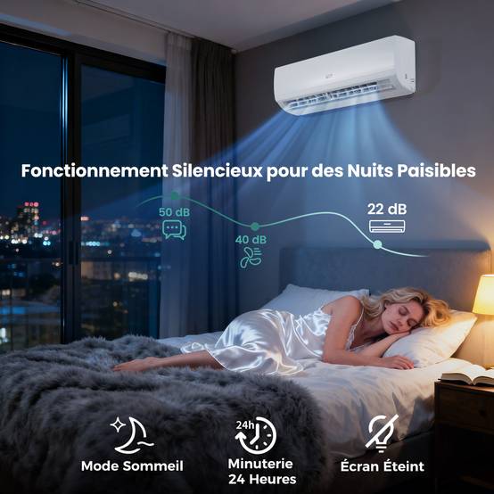 Climatiseur réversible Mono-split 9000BTU-2,6 kW-R32-A++/Minuterie 24H - Image 5