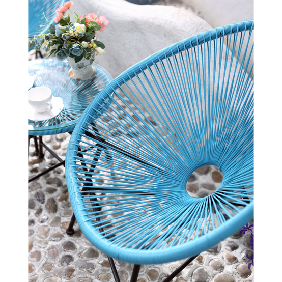 Salon de jardin 2 fauteuils ronds et table basse bleu ACAPULCO - Image 4