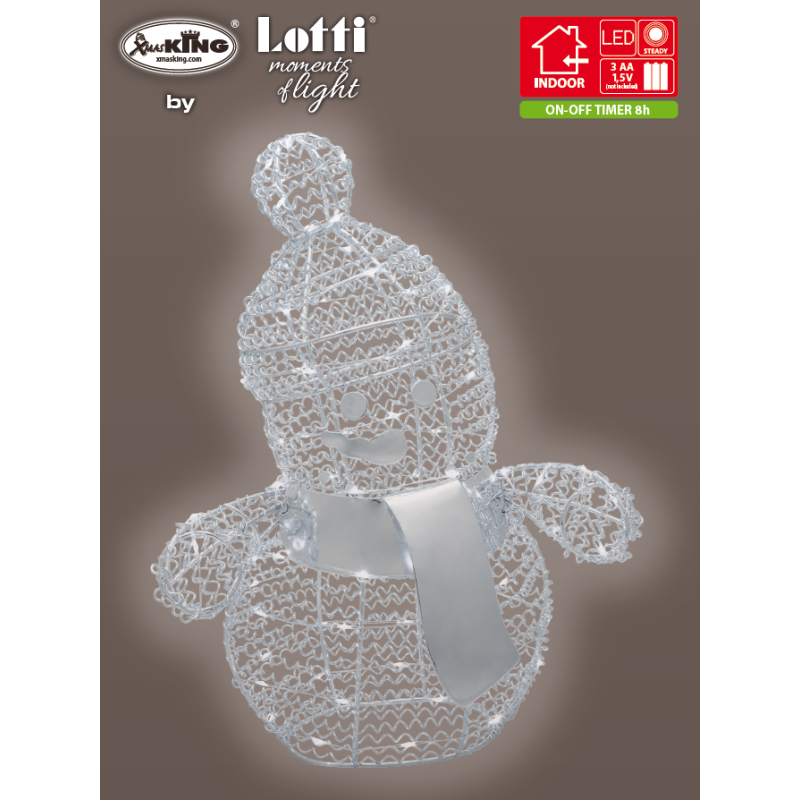 Lotti - Bonhomme de neige lumineux intérieur Métallique H33cm couleur Argent 80 leds blanc froid Lotti - Imagen 5