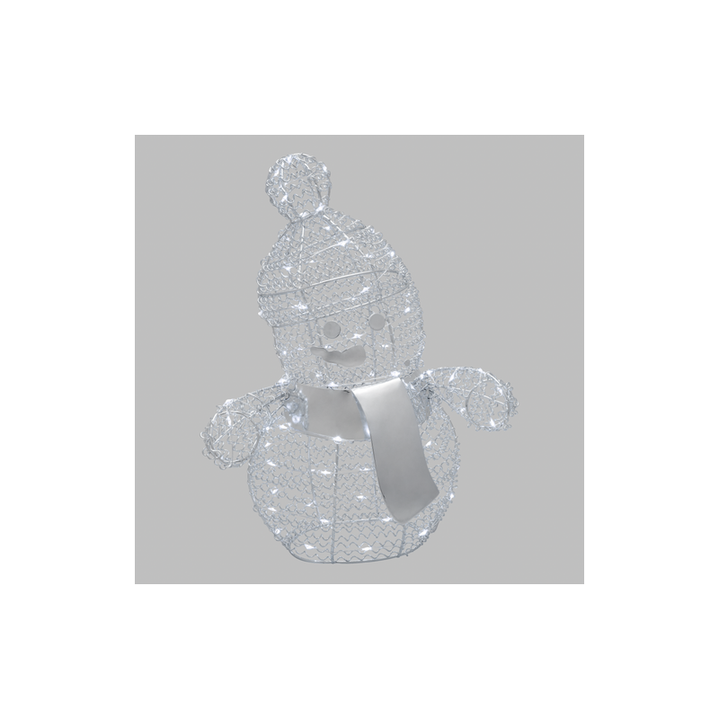Lotti - Bonhomme de neige lumineux intérieur Métallique H33cm couleur Argent 80 leds blanc froid Lotti - Imagen 4