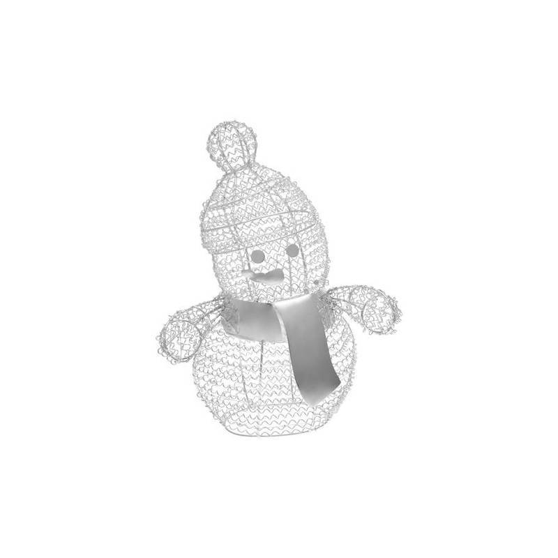 Lotti - Bonhomme de neige lumineux intérieur Métallique H33cm couleur Argent 80 leds blanc froid Lotti - Imagen 2